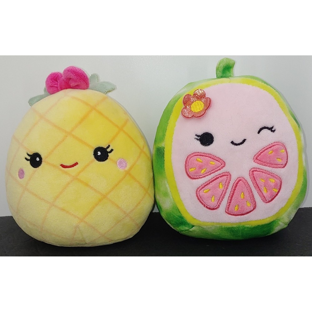 Squishmallows Maui The Pineapple And Lena The Guava 5" Plush Lot Of 2 Fruit
